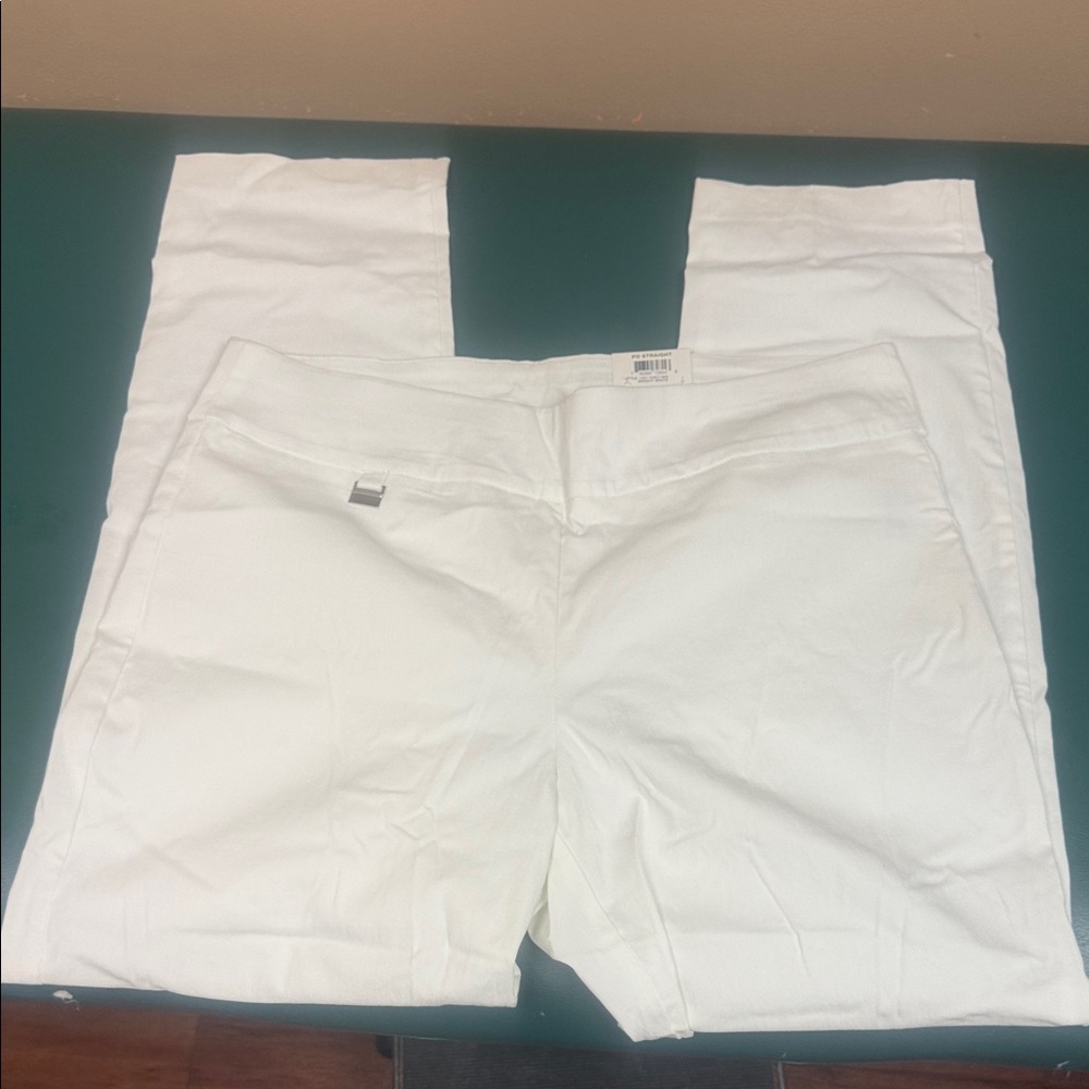 Alfani White Straight-Leg Tummy Control Pants